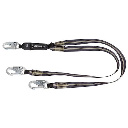 Safewaze Welding 6' Energy Absorbing Lanyard: Dual Leg, Snap Hooks FS77330-FR-DL